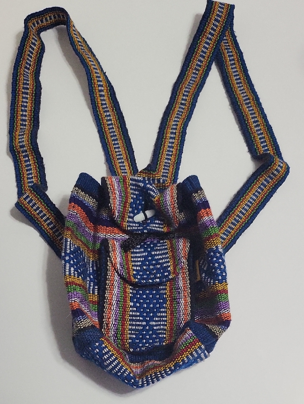 Handwoven Blue Striped Mini Backpack